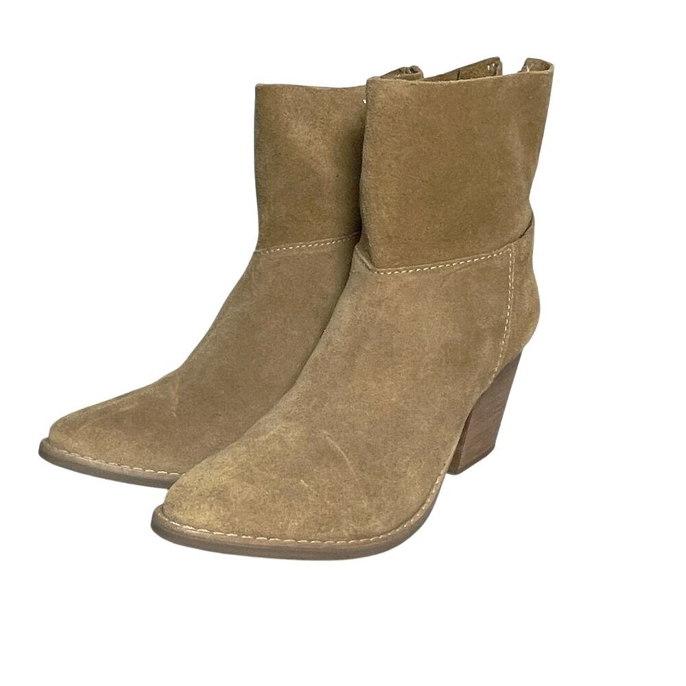 ANTHROPOLOGIE MATISSE Women’s Soho Fawn Suede Zip Up Stacked Heal Boot